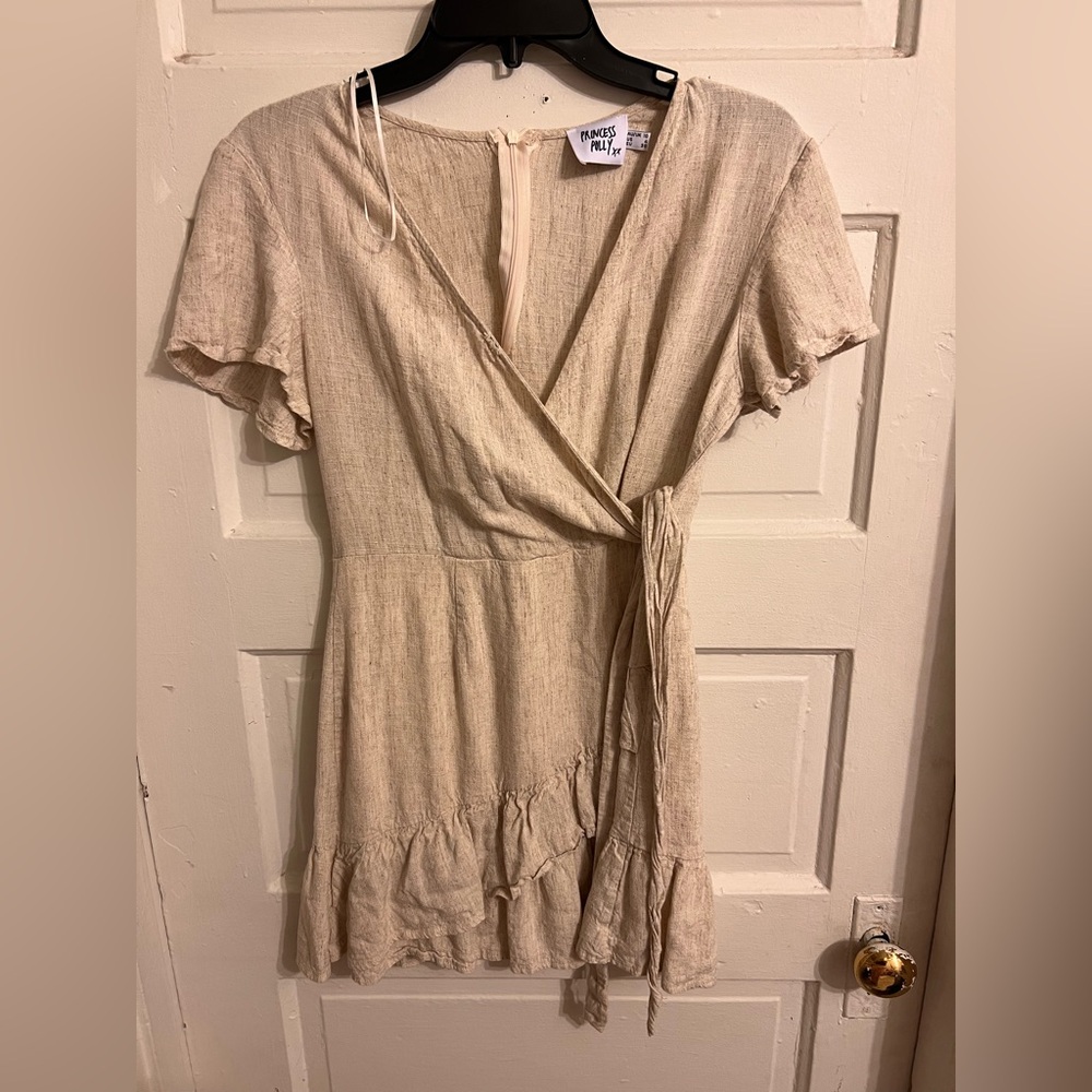 Princess Polly Beige Linen Top